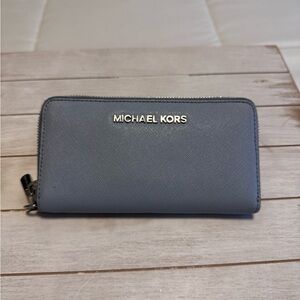Michael Kors Slate Blue Zip-Around Wallet
